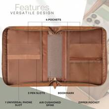 PU Leather Bible Covers For Women Large Size – Floral Bible Case For Women W/Storage – Durable Bible Carrying Case For Women - Bible Cover For Women - Large Bible Covers For Women (Brown)