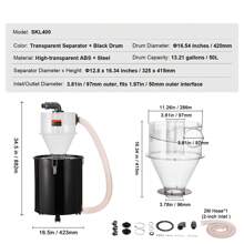 Cyclone Dust Separator, 4" Retrofit Cyclone Separator For Dust Collectors, ABS Dust Deputy With 2" Hole O.D. Connector & Hose For Wet/Dry Shop Vacuums, Fits 5-10 Gallon Tank Or 13.21 Gallon Tank - Conical, Fully Transparent, with Metal Tank - 查看 7