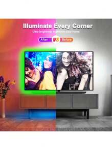 1 Pc 3.3-50ft/1-15m Tv Backlight LED Strip Light With Pattern Memory Fuction, Low Voltage 5v USB Flexible Led Light With Self Adhesive Tape, Embeded 3-Key Controller With Full Color Changing Light, Suitable For TV / PC Monitor Background Lighting Decor