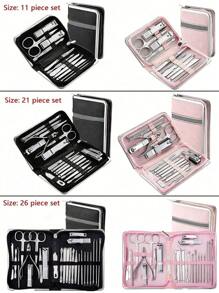 Juego de 11 piezas con estuche con cremallera, juego multiusos de reparación de uñas, reparación de pies, bolso, organizador, almacenamiento - Multicolor - Ver 2