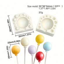 2pcs/Set Round Balloon Lollipop Molds Silicone Cake Pop Mold, 3d Fondant Clay Chocolate Candy Mold Diy Cake Decorations, Perfect For Chocolate, Fondant, And Cake Decorating Back To School