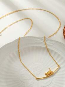 1pc Cute & Fresh Cat Pendant Necklace, Stainless Steel Dainty Clavicle Chain, Versatile For Daily Wear - Cat Necklace - View 7