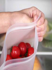 4个EVA食品储存袋冰箱食品储存袋水果蔬菜食品密封袋可重复使用，适用于户外、露营 - 彩色 - 查看 2