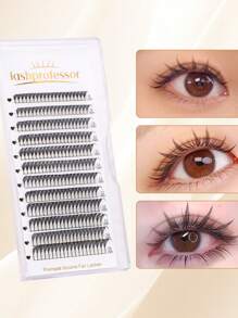 Lashprofessor 12 filas 1 nueva pieza Rizos D Cómic Pestañas postizas en espiral prediseñadas Extensiones de pestañas de anime naturales prediseñadas Pestañas postizas wispy en racimos individuales sin cepillado Capa impermeable Pestañas de belleza