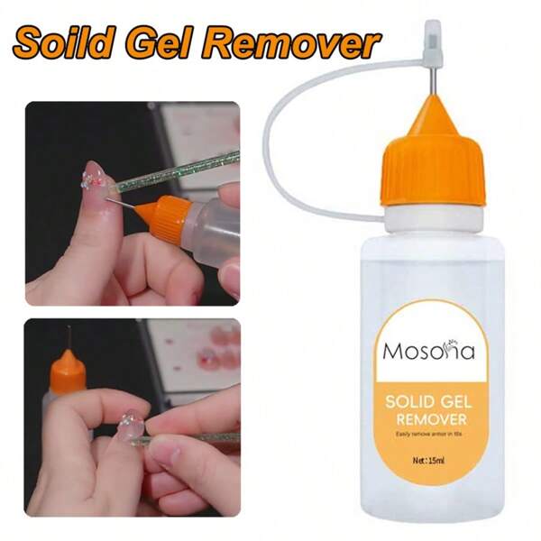 15ml Nail Polish Remover Liquid, For Solid Sticker Gels & Jelly Gels, Quickly Remove Nails Without Damaging