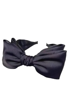 1pc Elegant Starry Sky Vintage Style Big Bow Hairband, Black Velvet & Satin