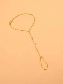 Bohemian Crystal Finger Ring Bracelet Hand Chain Harness Rhinestone Gold Hand Jewelry For Women Dainty Accessory