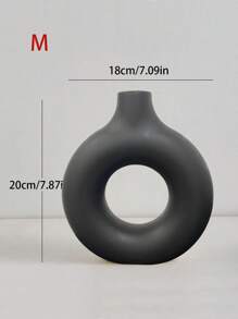 1 件现代北欧风格甜甜圈花瓶 - 几何圆形设计家居客厅装饰，塑料花卉中心装饰