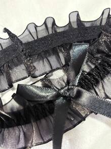 Sexy Lace Garter Belt With Bowknot, Elastic Thigh Highs, Bridal Wedding Accessories, Choker & Leg Rings, For Rave