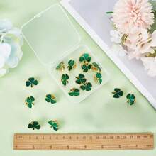 20pcs Casual Clover Shape Metal Brooch, Suitable For All Seasons, St. Patrick's Day - Green - View 5