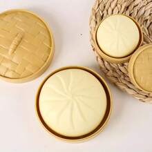 1/2pcs Dumpling Squishy Fidget Toy, Dumpling Stress Ball Steamed Stuffed Bun Squeezing Stress Relief Toy, Dough Balls Squishy Dumpling Fidget Sensory Decompression Toy White Squishy Bun Adult Gift - White - View 3