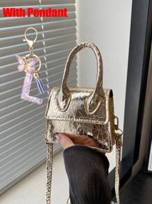 1pc Stone Pattern Handbag Mini Fashion Coin Purse Bag, Go Out Shopping Crossbody Small Square Bag Versatile Comfortable Fabric Adjustable Shoulder Strap, Light And Spacious Interior Space, Suitable For Daily Use