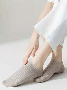 1/5 Pairs Women Striped Ankle Socks, Thin Breathable Solid Color Boat Socks, Minimalist Design Suitable For Daily Wear, Spring/Summer - Multicolor - View 10