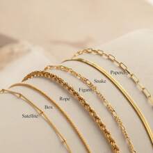 14k Gold Plated Layered Chain Bracelet Set For Women, Waterproof, Fashionable, Delicate, Stacking Paperclip Chain Bangle Bracelets, Graduation Gift, Seal Charm - Gold - View 7
