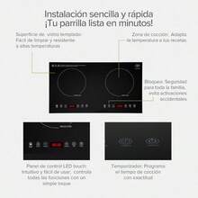 AVERA Parrilla de Induccion Electrica de 2 Zonas 2000W, con Temporizador (Empótrala en Casa o Llévala a cualquier lugar) Seguridad, Pantalla LCD, Controles Touch, Portatil, Ahorro de Energia, PIV2 - Tipo de Enchufe A USA (110-127V) - Ver 4