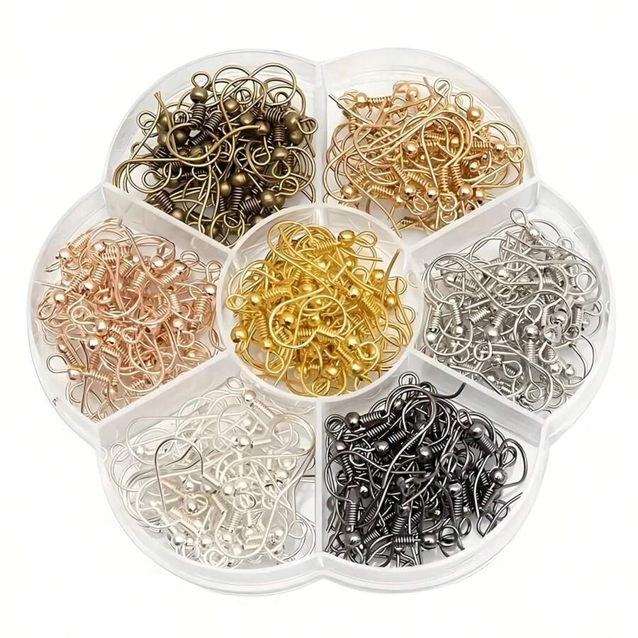 140pcs Hypoallergenic Earring Hooks With Ball And Coil, Fish Hooks In 7 Colors, 18mm Earring Parts For DIY Jewelry Making With Earring Backs, No Power Supply Needed. - Multicolor - View 1