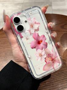 Pink Flower Floral Print Clear Case Compatible With IPhone