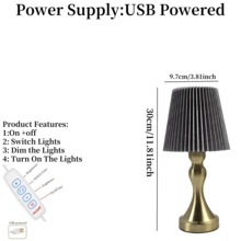 1pc High-End Pleated Metal Table Lamp, USB Powered - 3 Color Dimming, Suitable For Bedroom, Study, Living Room Decor - Three-tone Lighting - View 11