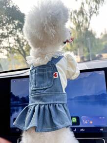 1 stuk huisdierenjurk, modieuze en schattige puppy-/kittenoutfit, comfortabel hartvormig ontwerp, geschikt voor kleine honden
