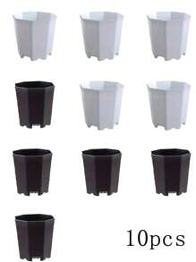 10 sztuk dużych białych ośmiokątnych donic z otworem drenażowym - klasyczny wzór geometryczny, montowane na podłodze, doniczki na sukulenty do użytku wewnątrz i na zewnątrz dla łatwego wzrostu i dekoracji roślin - trwały materiał z tworzywa sztucznego, idealny do kaktusów i małych roślin - Biały - Zobacz 11