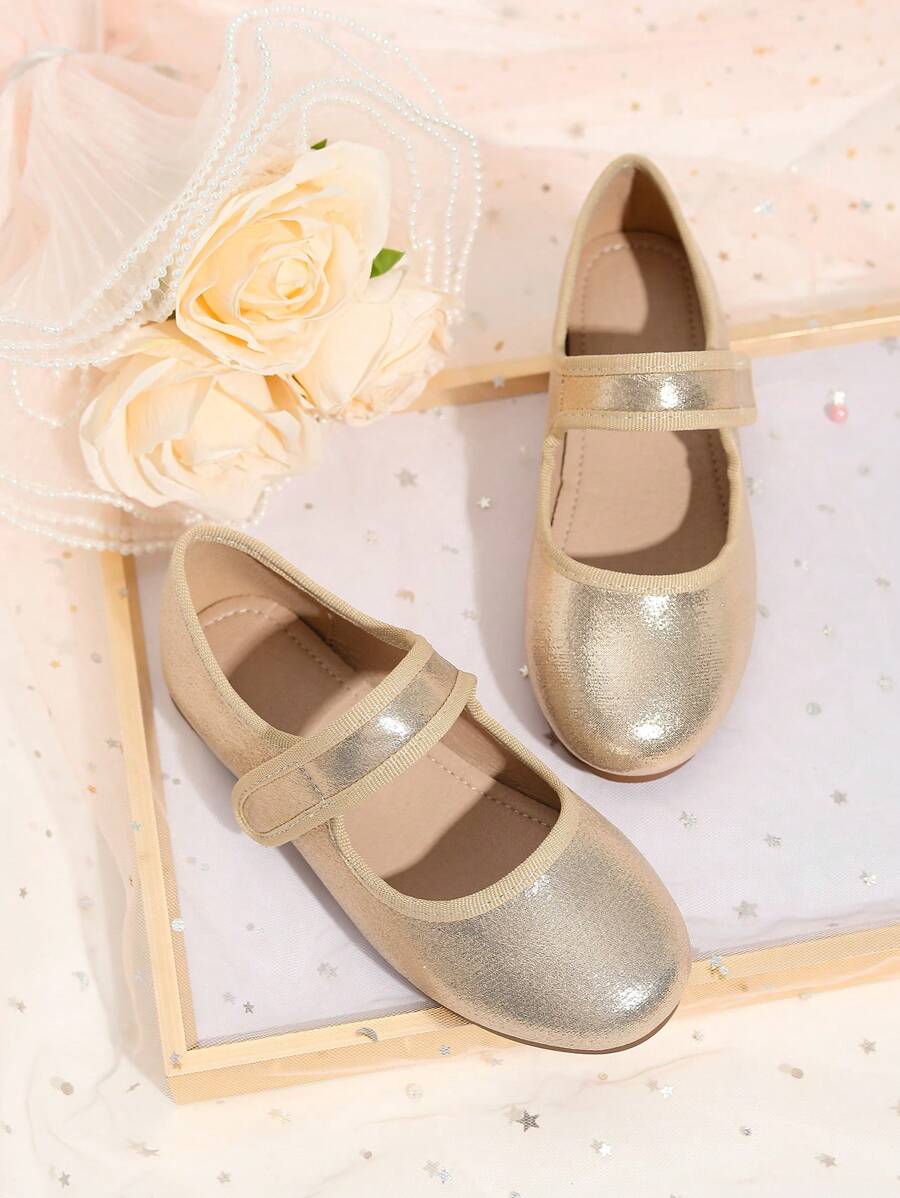 Fashionable Flat Shoes For Girl, Korean Style Elegant Dress Shoes For Autumn/Winter - Gold - View 1