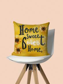 4pcs Sunflower & Bee Themed Pillow Covers, 17.7*17.7 Inch (Without Fillings), Fabric Home Decor Sofa Cushion Cover, For Home, Living Room, Holiday Decoration