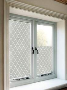 1 Roll Plaid Window Film, Frosted Privacy Window Film, Decorative Glass Film, Vinyl Film, Suitable For Bathroom, Office, Home, Non-Adhesive, Anti-UV, 17.53*118in Bathroom Accessories