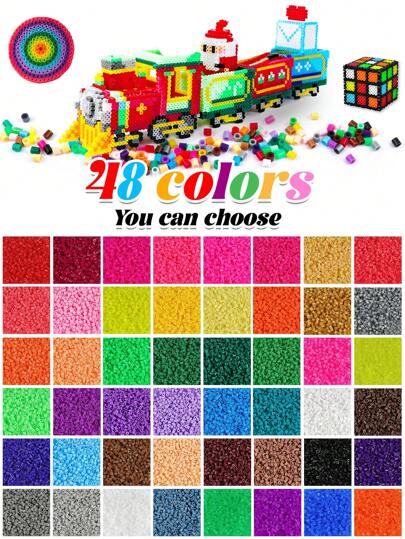 48 Colors Fuse Beads, 5mm Perler Beads Set With Gold Foil, Pixel Art DIY, 3D Puzzle Jewelry Craft, Perfect For Beginners, Supplement For Bead Art And Crafts Projects, Animal Shape Pegboards