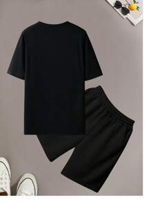 Men's Faith Graphic Short Sleeve T-Shirt And Shorts Set, Casual Daily Wear