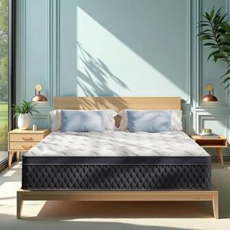 10/12 Inch Hybrid Mattress With Memory Foam And Individual Pocket Springs, Motion Isolation And Edge Support Bed In A Box, Pressure Relief, CertiPUR-US, Fiberglass-Free