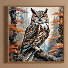 [Bộ đồ thủ công thư giãn vải canvas tròn] 1 bộ tranh kim cương 5D DIY, chủ đề cú cảnh quan bằng acrylic khoan đầy đủ, vải canvas tròn thích hợp cho trang trí tường phòng ngủ, hành lang, phòng học, phòng tắm, hoạt động thủ công thư giãn, quà tặng lý tưởng - Không khung - Nhiều màu - Xem 5