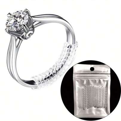4/8/12 piezas Ajustador invisible de talla de anillo, conjunto de anillos transparentes ajustables talla 4, perfecto para bodas y actividades al aire libre, se ajusta a todos los tamaños