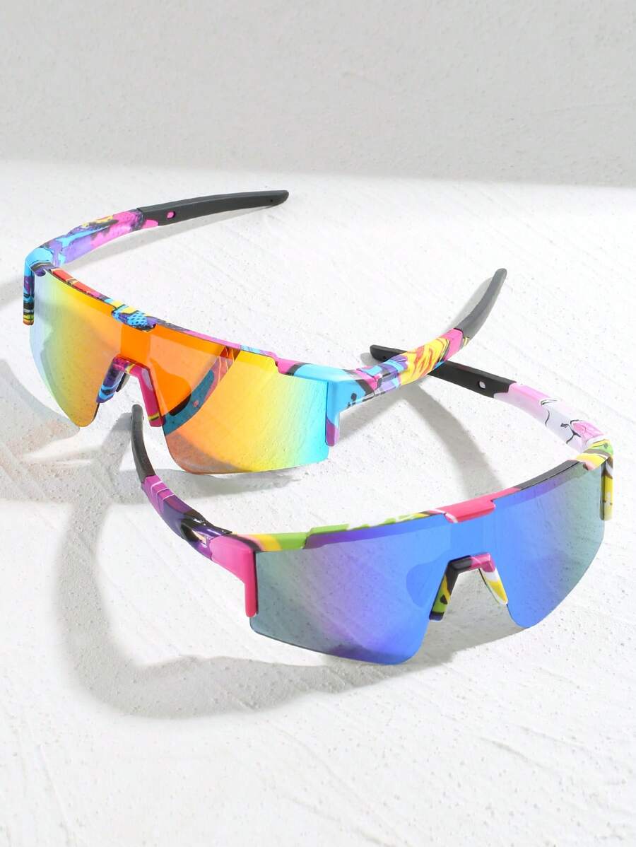 1 pereche ochelari de ciclism camuflaj Y2K, ochelari sport eleganți cu graffiti, potriviți pentru ciclism, alergare, drumeții și activități în aer liber, ținute casual confortabile, ochelari de ciclism în aer liber pentru vacanță de vară la plajă, în aer liber, călătorii, accesorii de toamnă, ochelari de protecție