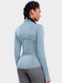 VUTRU Women's Double Pocket Zip-Up Track Jacket With Anti-Loss Zipper Pocket - Baby Blue - View 2