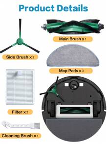 10pcs Replacement Parts Kit For IRobot Roomba Combo Essential Y0140 Y0112 Y0110 Robot Q0120 Q0110, High-Quality Accessories To Enhance Cleaning Performance - Multicolor - View 2