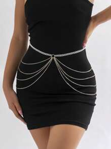 Sexy Versatile Metal Chain Belt Multilayer Tassel Waist Chain For Women, Cross-Border Fashion Accessories - Silver - View 1