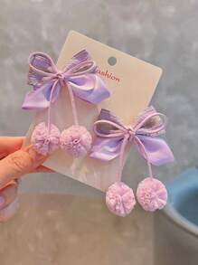 2 piezas Elegantes Pinzas de Pelo con Moño - Morado - Ver 5