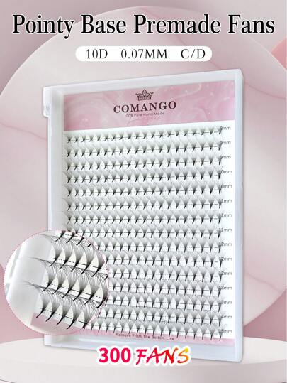 CoMango 300Fans C/D 10D Premade Fans Volume Russian Lashes 0.07mm Pre Made Volume Fans Silk Soft Volume Eyelashes Extension Lash Clusters, Eyelash Clusters, Individual Eyelashes, Lashes, Fake Lashes