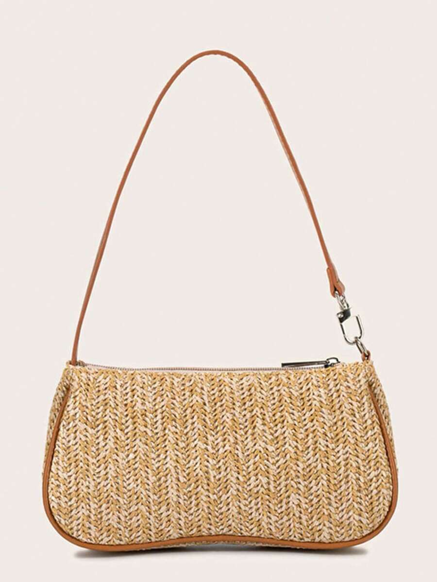 Torba Torebka Korea 2025 Nowa Tkana Torba Pod Pachami Damska Słomiana Torba Baguette Joker Retro Torba Na Ramię Przenośna Torebka