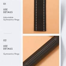 Adjustable Fitness Gymnastic Ring Set Nylon Strap Handle Pull-Up Tension Belt Stretching Gymnastics Ring Home Gym Non-Slip Shoulder Straps Home Workouts Strength Training Fitness Equipment