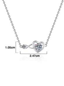 1pc Luxury & Elegant 925 Silver 1.1 Carat Moissanite Heart Necklace, Suitable For Women Daily Wear, Party, Holiday, Valentine's Day, Mother's Day, Birthday, New Year, Wedding, Bridesmaid Gift, Wedding Anniversary, Women Jewelry Gift