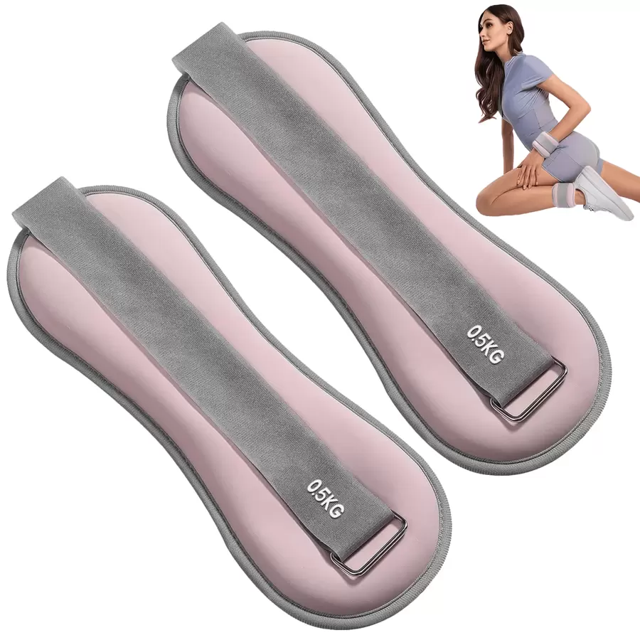 Wrist And Ankle Weights 0.5kg(2 Pcs), Adjustable Wrist Weight And Ankle Weight, Suitable For Exercise, Walking, Gym, Yoga Pilates, Comfortable Fabrics, Make Your Exercise More Effective - 粉色 - 查看 1