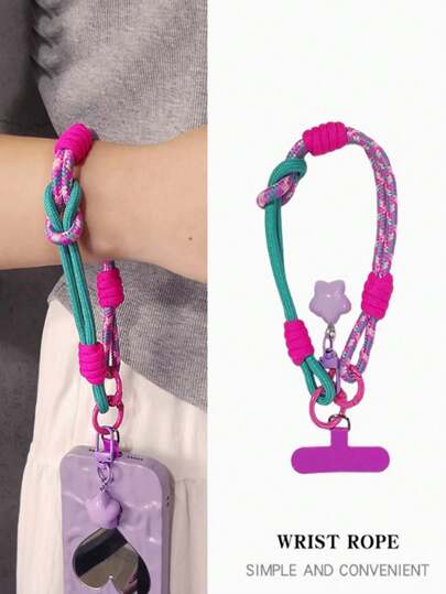 1 件多用途可拆卸编织腕带，户外旅行防丢失手机挂绳，撞色，适用于手机壳、钥匙链、短柄礼物，适合送给母亲、家人、朋友、生日、节日手机挂饰、手机链