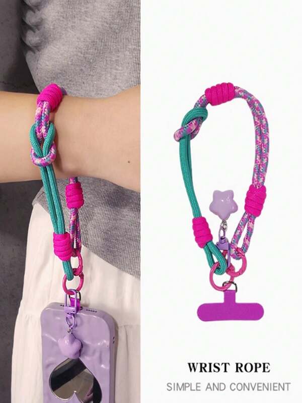 1 peça de alça de pulso trançada destacável multiuso, cordão anti-perda para viagem ao ar livre com cor contrastante, adequada para capas de telefone, chaveiros, alças curtas, presentes para mãe, família, amigos, aniversário, pingente de telefone de feriado, corrente de telefone