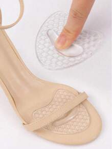 1 Pair Women's Non-Slip Shoe Insoles, Self-Adhesive High Heel Foot Care Cushions - Transparent Silicone - View 2