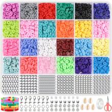 1000pcs/2703pcs Polymer Clay Beads Assortment, DIY Jewelry Making Kit For Necklaces, Anklets, Bracelets And Phone Chains, Handmade Craft, Friendship Bracelets, Birthday & Christmas Gifts
