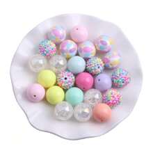 20pcs 20mm Bulk Price Cheap Handmade Colorful Style Mix Set Acrylic Gumball Beads For Chunky Bubblegum Beadable Keychain Jewelry Bracelet Necklace DIY Making - Multicolor - View 29