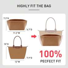 2025 Le 手提包收纳内胆，多口袋毛毡手提包收纳袋，带拉链，内置杯架 - 棕色 - 查看 4