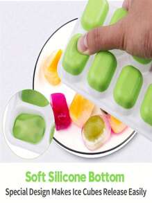 1/2/4pcs Silicone Ice Cube Trays, Easy Release & Flexible, 14-Cavity 4-Color Mixed With Anti-Spill Removable Lids, Stackable With Lid, Kitchen Accessories, Small Kitchen Tools