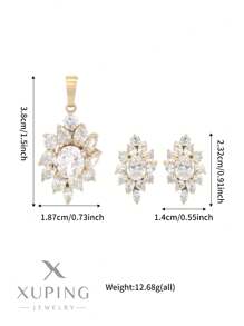 XUPING JEWELRY 1 set comprend : 1 paire de boucles d'oreilles Xping et 1 collier, un élégant ensemble de bijoux de mode avec cubic zirconia cubique pour femmes